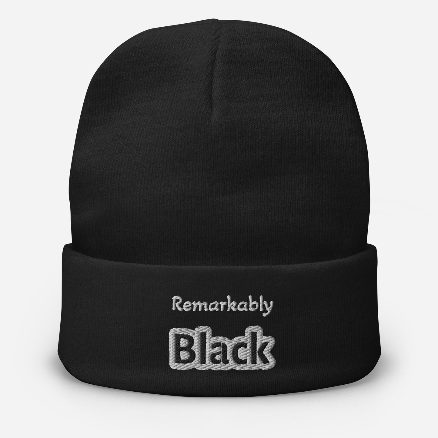 Remarkably Black Embroidered Beanie