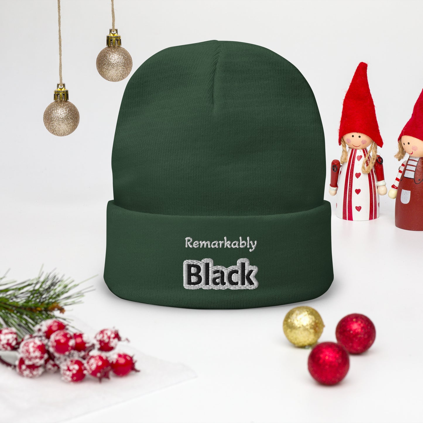 Remarkably Black Embroidered Beanie