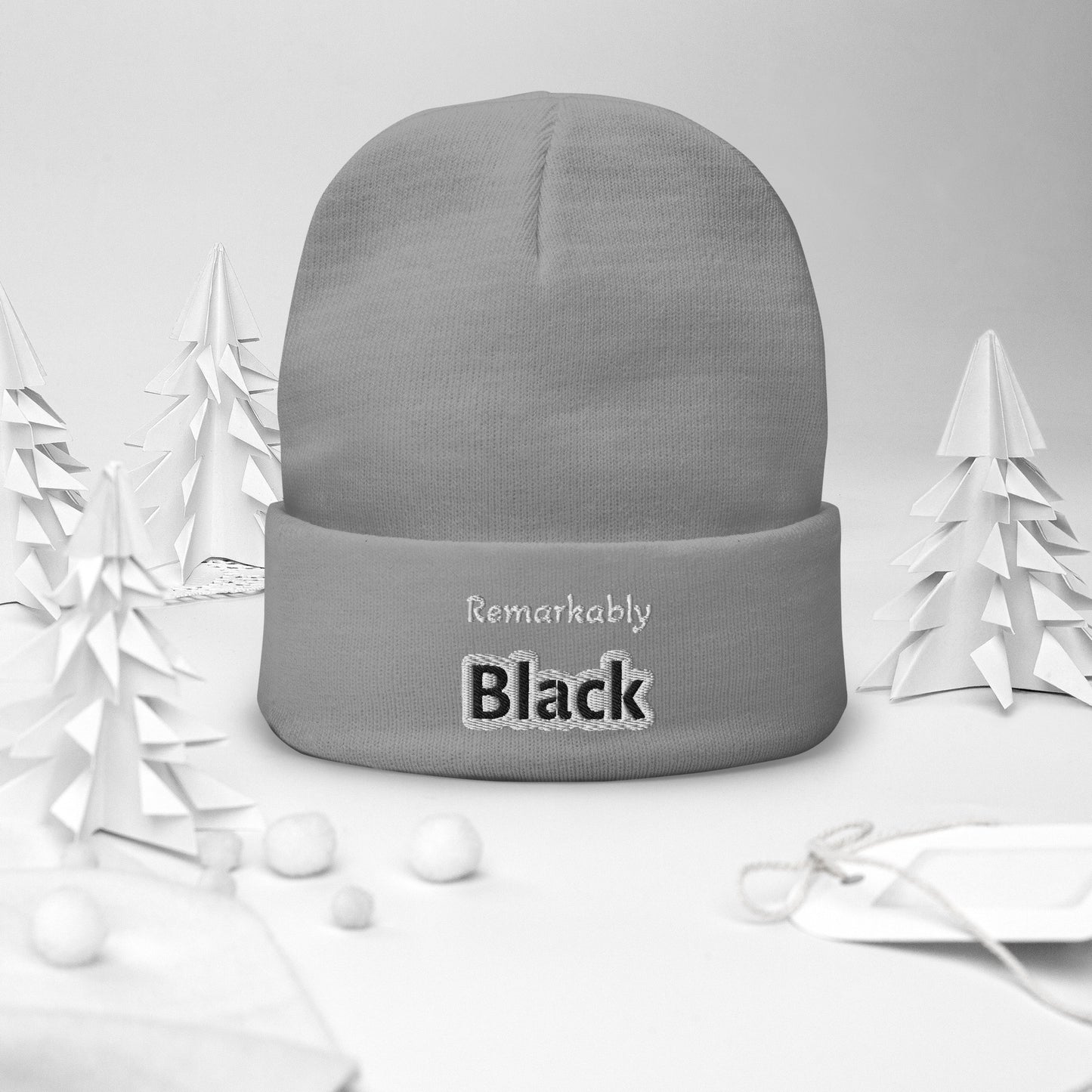 Remarkably Black Embroidered Beanie