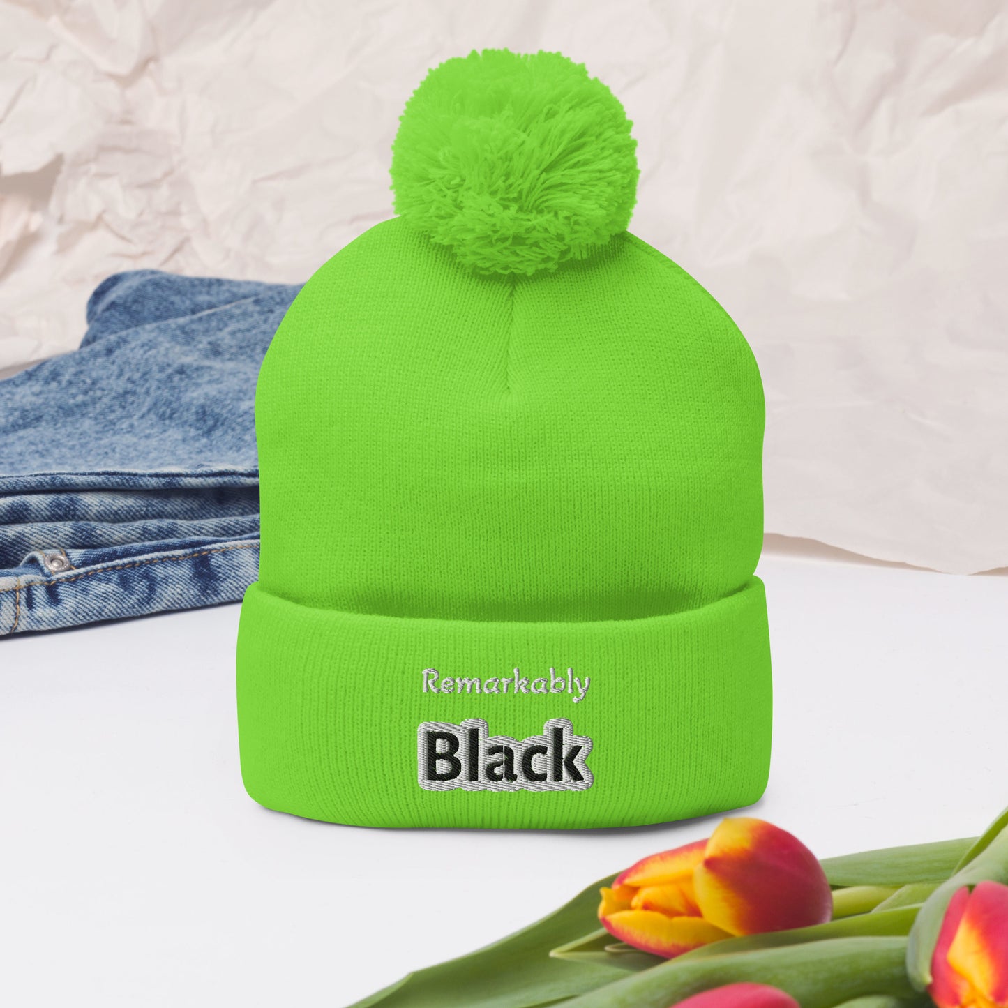 Remarkably Black Pom-Pom Beanie