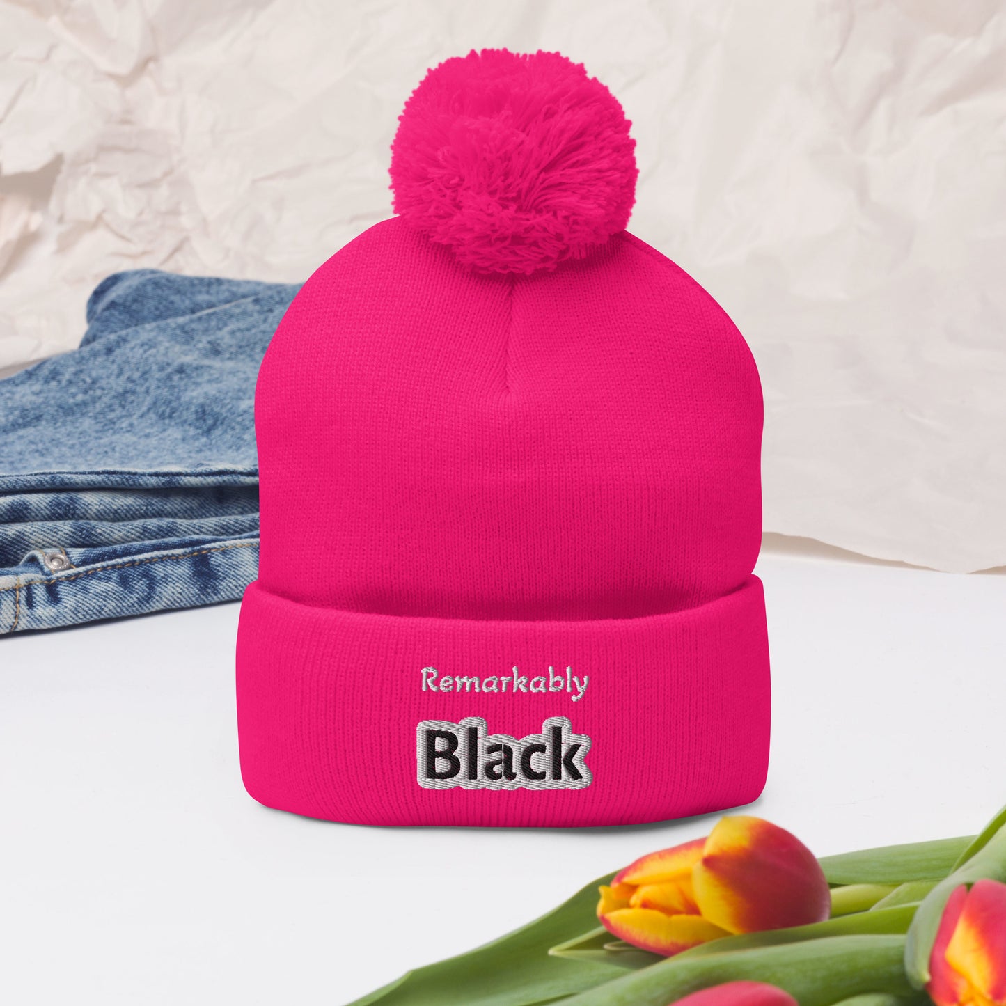 Remarkably Black Pom-Pom Beanie