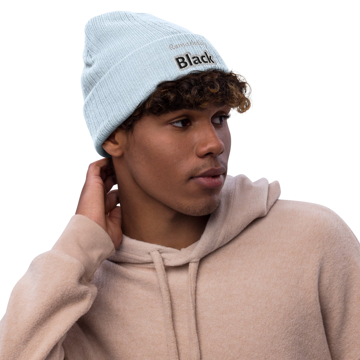 Remarkably Black Ribbed knit beanie