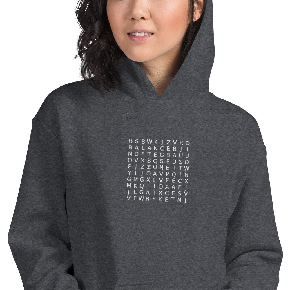 Word Search Balance, Equality, Justice, Peace Unisex Hoodie