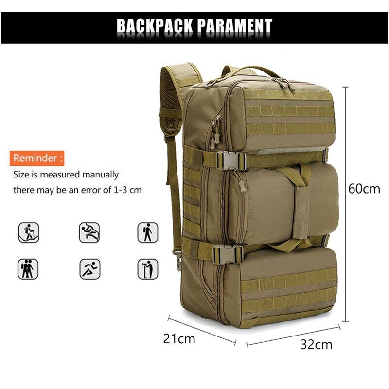 Large Capacity Man Army Tactical Backpacks Military Assault Bags